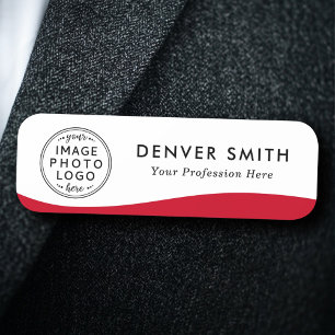 Logo name title red wave white modern tag