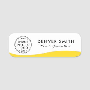 Logo name title yellow wave white modern tag