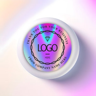 Logo Name Web Thank Business Holographic Classic Round Sticker