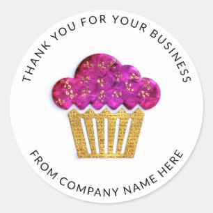  Logo Name Web Thank You Cake Smile Bakery  Gold Classic Round Sticker