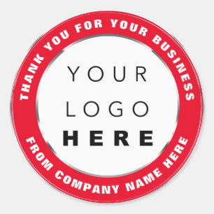 Logo Name Web Thank You Red Silver Grey White Clas Classic Round Sticker