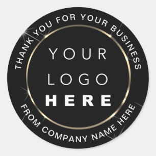 Logo Name Web Thank You Shop Gold Black White Classic Round Sticker
