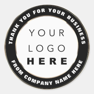 Logo Name Web Thank You Shopping Faux Sepia Gold Classic Round Sticker