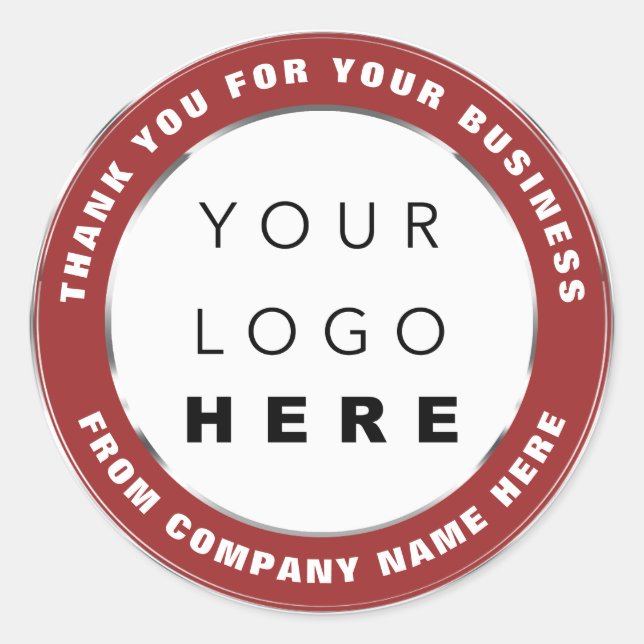 Logo Name Web Thank You Shopping Grey Burgundy  Classic Round Sticker (Front)