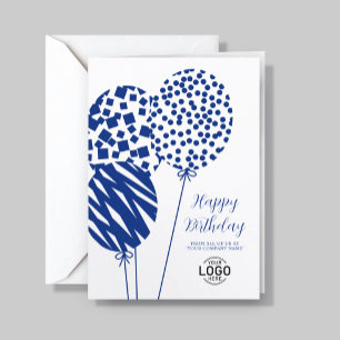 Logo Navy Blue Balloons Corporate Birthday Card