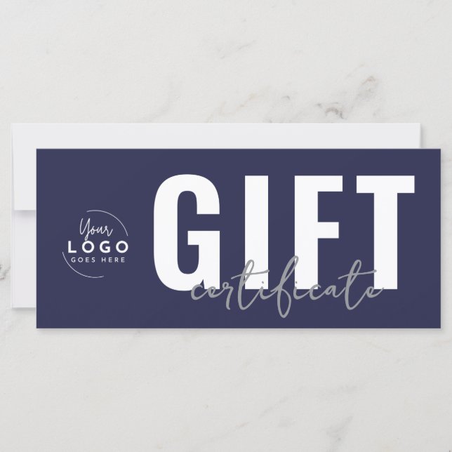 Logo Navy Blue Business Gift Certificate (Front)