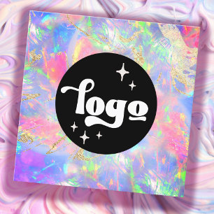 logo neon opal square business card