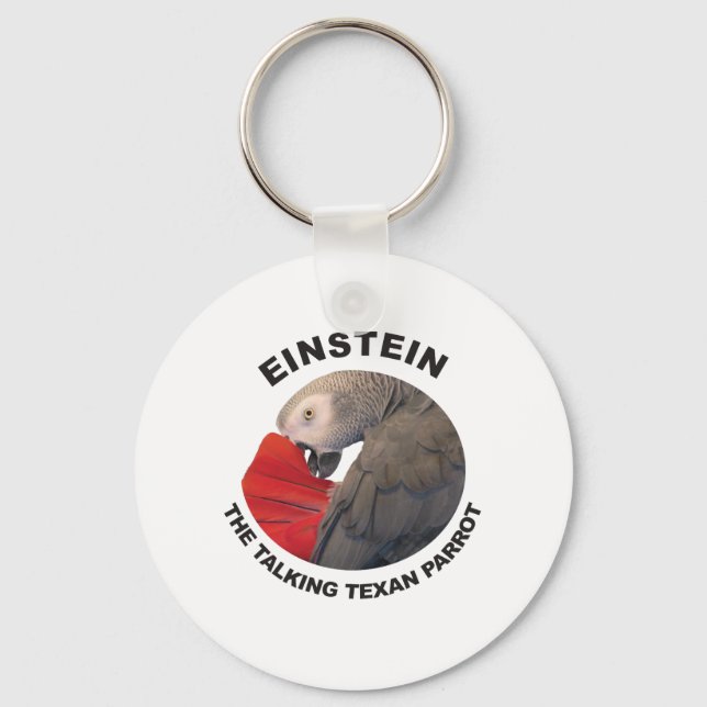 Logo of Einstein the Talking Texan Parrot Key Ring (Front)