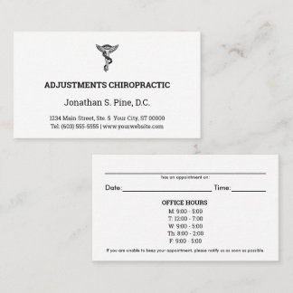 Logo & Office Hours Chiropractic Appointment Cards