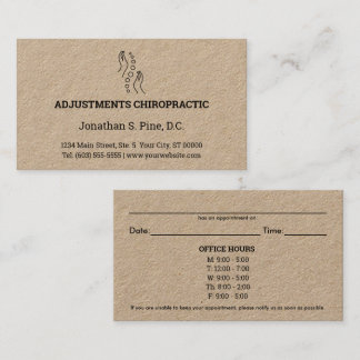 Logo & Office Hours Chiropractic Appointment Cards