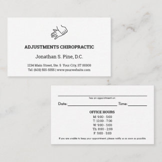 Logo & Office Hours Chiropractic Appointment Cards