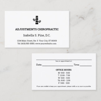 Logo & Office Hours Chiropractic Appointment Cards