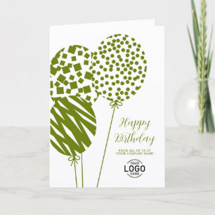 Logo Olive Green Balloons Corporate Birthday Card