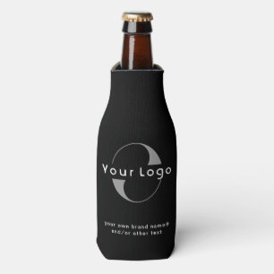 Logo on Black + White Text Company Business B Bott Bottle Cooler