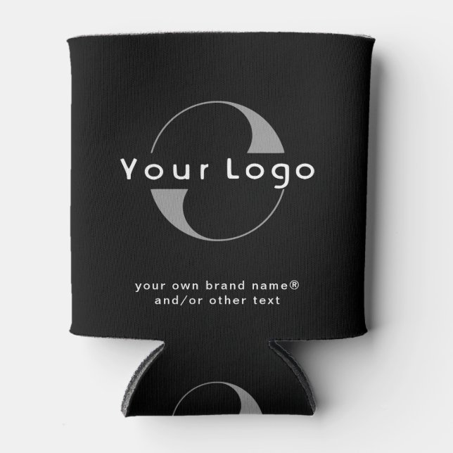 Logo on Black + White Text Company Business Can Co Cooler (Front)