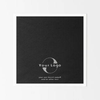 Logo on Black + White Text Company Business Paper  Napkin