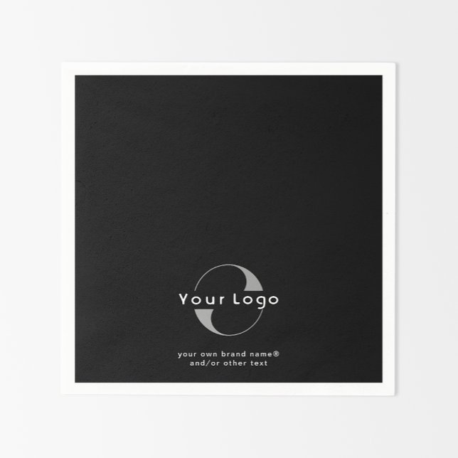 Logo on Black + White Text Company Business Paper  Napkin (Creator Uploaded)