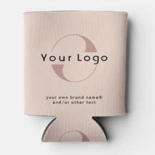 Logo on Blush Beige + Black Text Company Business Can Cooler