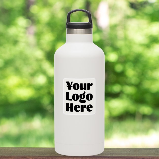 Logo on Clear White square Business Water Bottle (Creator Uploaded)