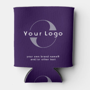 Logo on Deep Purple + White Text Company Business  Can Cooler