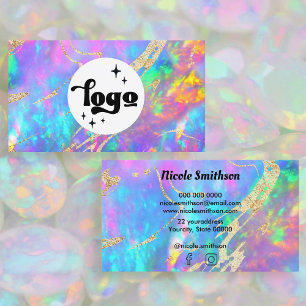  logo on fire opal background business card