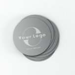 Logo on Grey   White Text Company Business Round Paper Coaster<br><div class="desc">Durable and absorbent Logo Paper Coasters with a simple minimal design available in multiple colours to suit your brand identity. Add your logo and text.</div>
