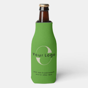 Logo on Olive Green + Black Text Company Business Bottle Cooler