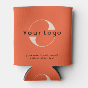 Logo on Orange Red + Black Text Company Business C Can Cooler