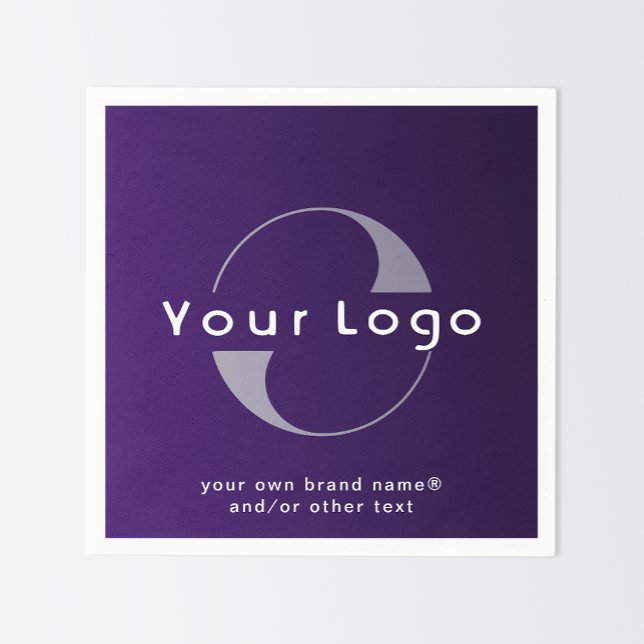 Logo on Purple + White Text Company Business Paper Napkin (Creator Uploaded)
