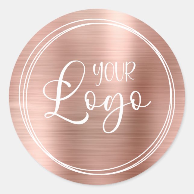 Logo on Three White Rings with Rose Gold Foil Classic Round Sticker (Front)