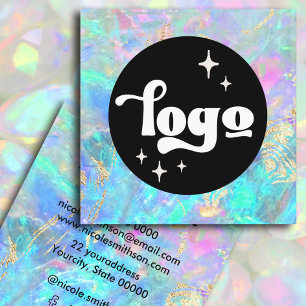 logo opal texture and faux gold details square business card