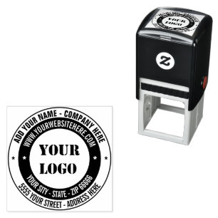 Logo or Photo Address Colour Round Stamp Example