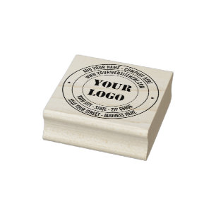 Logo or Photo Address Round Rubber Stamp Template