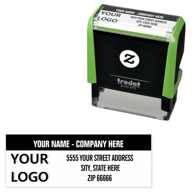 Logo or Photo Address Self-inking Stamp Example (In Situ)