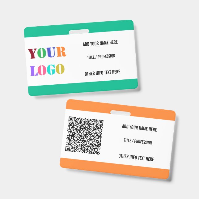 Logo or Photo and QR Code Name Badge Example ID Badge (Front & Back)