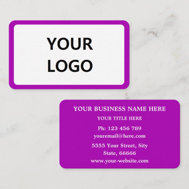 Logo or Photo Business Cards Example Choose Colour (Front/Back)