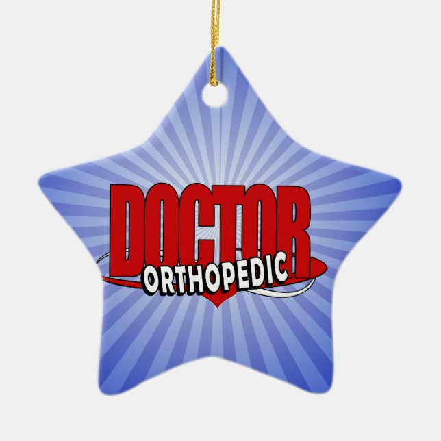LOGO ORTHOPEDIC DOCTOR BIG RED LETTERS CERAMIC TREE DECORATION (Front)