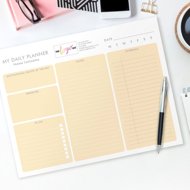 Logo Pastel Orange Modern Undated Daily Planner Notepad (Creator Uploaded)