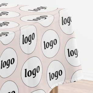 Logo Pattern Business Branding Blush Pink Tablecloth
