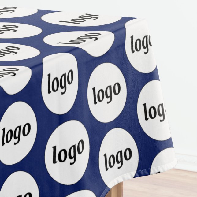 Logo Pattern Business Branding Navy Blue Tablecloth (Simple logo pattern business promotional navy blue tablecloth for trade shows, catering and events)