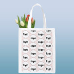 Logo Pattern Business Branding Promotional Pink Reusable Grocery Bag<br><div class="desc">Simple logo branding pattern design to foster brand loyalty and promote your small business. Replace the logo with your own and change the background colour in the Design Tool to customise. Great for your staff and employees, to use in your business and to give away to your customers and clients....</div>
