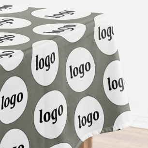 Logo Pattern Business Branding Sage Green Tablecloth