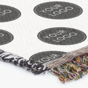 Logo Pattern Business Company Corporate Beige Throw Blanket