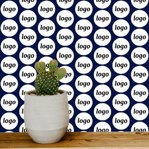 Logo Pattern Business Navy Blue Wallpaper