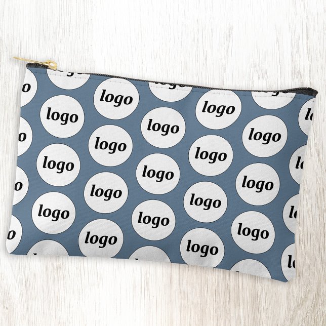 Logo Pattern Business Promotional Branding Blue Accessory Pouch (Logo pattern business promotional cosmetic stationery or accessory zip pouch)