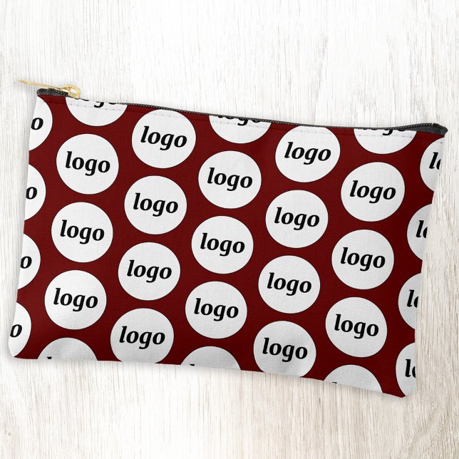 Logo Pattern Business Promotional Burgundy Red Accessory Pouch (Simple logo pattern business branding promotional burgundy red accessory zip pouch)