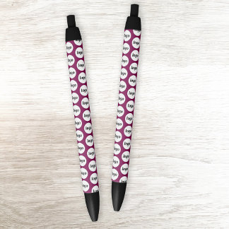 Logo Pattern Business Promotional Cherry Pink Black Ink Pen