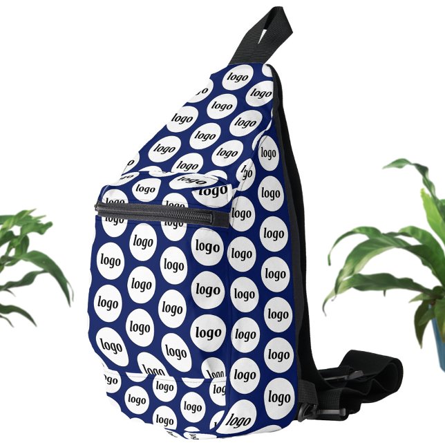 Logo Pattern Business Promotional Navy Blue Sling Bag (Logo pattern business branding promotional navy blue sling bag)