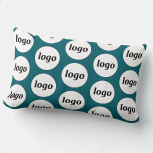 Logo Pattern Business Promotional Teal Green Lumbar Cushion