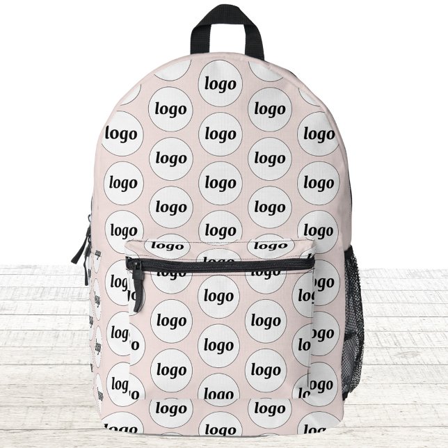 Logo Pattern Promotional Business Blush Pink Printed Backpack (Logo pattern business promotional branding backpack)